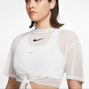 Nike Sportswear mesh tie-front crop top